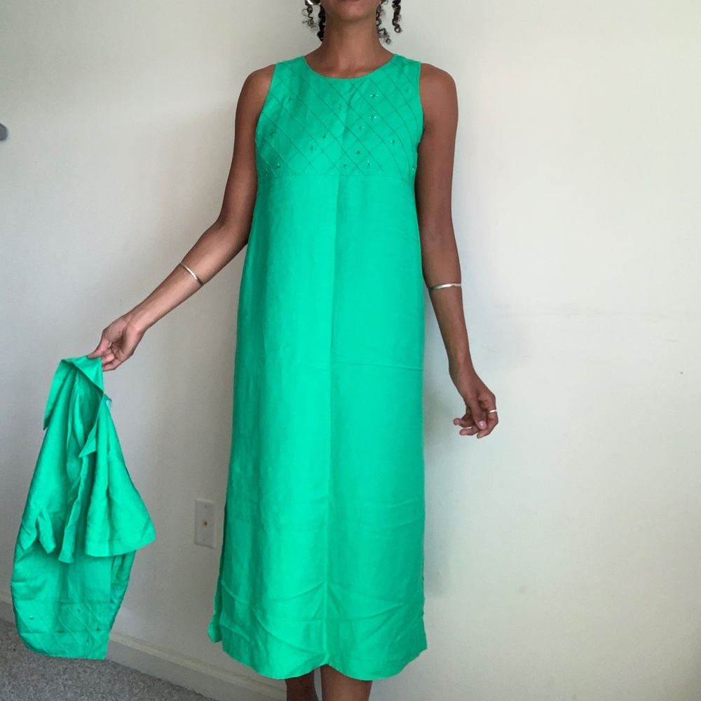 Vintage green linen dress - Picture 3 of 4